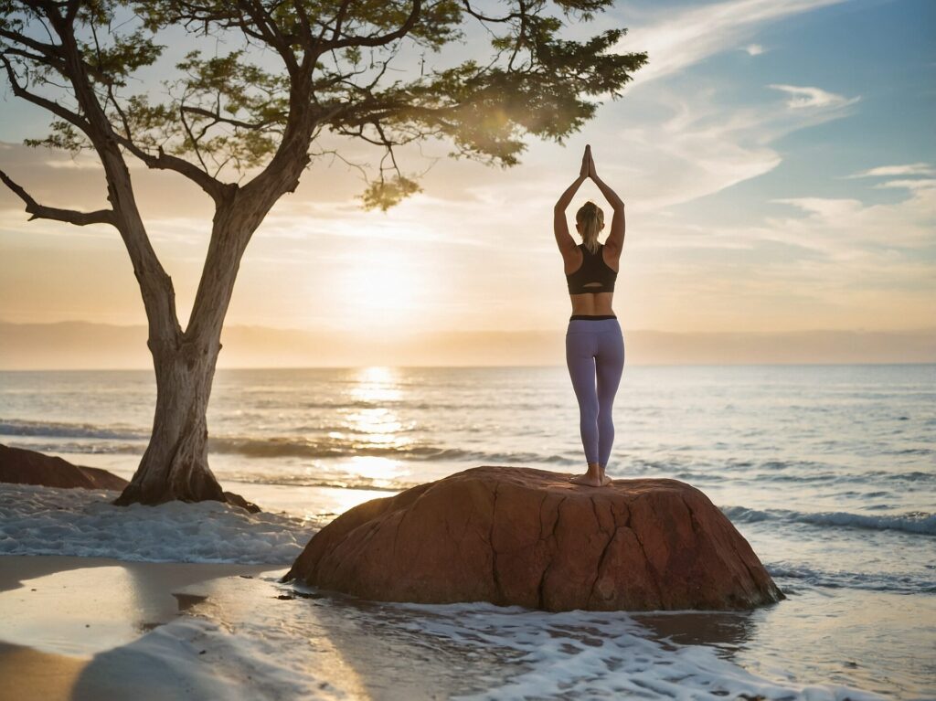 스트레칭 하고 있는 엄마